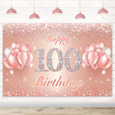 Happy 100Th Birthday Banner Backdrop - 100 Birthday Party Decorations Supplies f