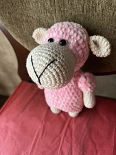 Crochet Handmade 8  Sheep plushie soft chenille and cotton yarn child safe