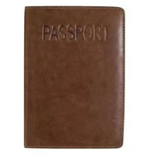ili New York Toffee Leather Passport Cover With Slide Pocket New