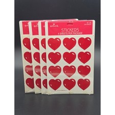 Vintage 1986 Hallmark Red Heart Stickers 4 Packs 16 Sheets Total 145VSS2574 NEW