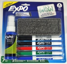 Expo Dry Erase Marker Set, Fine Tip, Low-Odor, Assorted Colors, 7 Piece Set