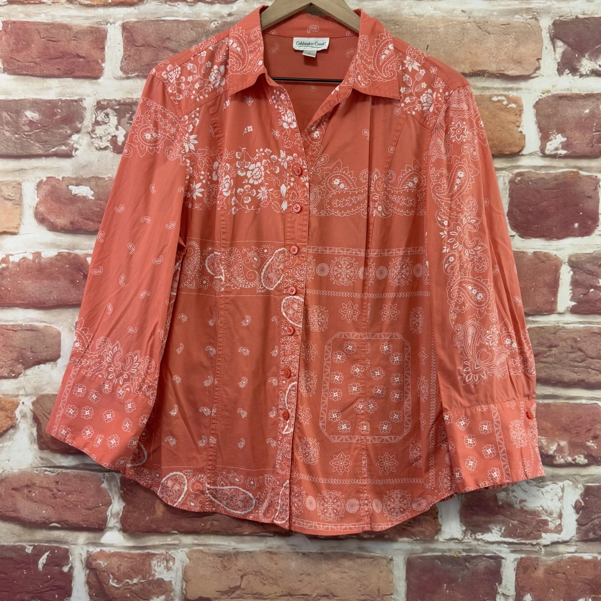 Top Femme Coldwater Creek - Manches 3/4 Asymétriques - Multicolore - Taille XS - Occasion Très Bon État