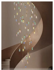 Crystal Stair chandelier light luxury living room duplex Led dining room lamp