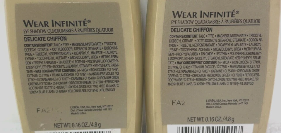 New (2) L'OREAL WEAR INFINITE Eye Shadow QUAD- DELICATE CHIFFON **RARE ORIGINAL - Image 4 of 4