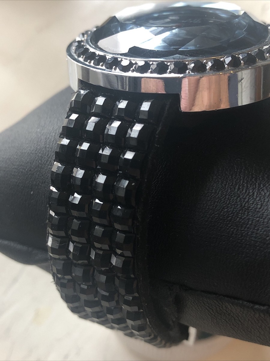 Womens MYD Watch Rhinestone Embellished Silver Tone Black  display picture 3