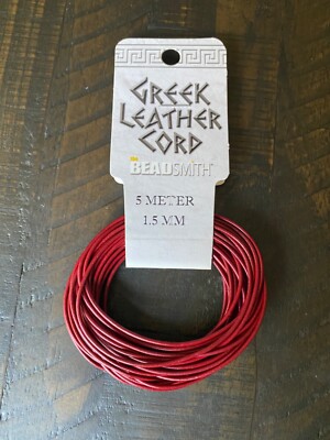 Beadsmith 1.5mm Round  Garnet  (Dark Red) Greek Leather Cord (5 meters)