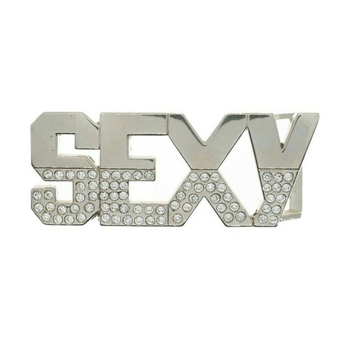SEXY Bling Belt Buckle Chrome Metal Biker Rock Mens Ladies chrome Diamante - 第 1/1 張圖片
