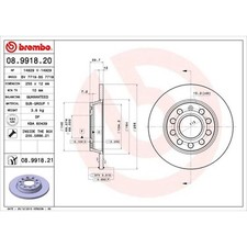 BREMBO Pair UV Coated Brake Discs 08.9918.21