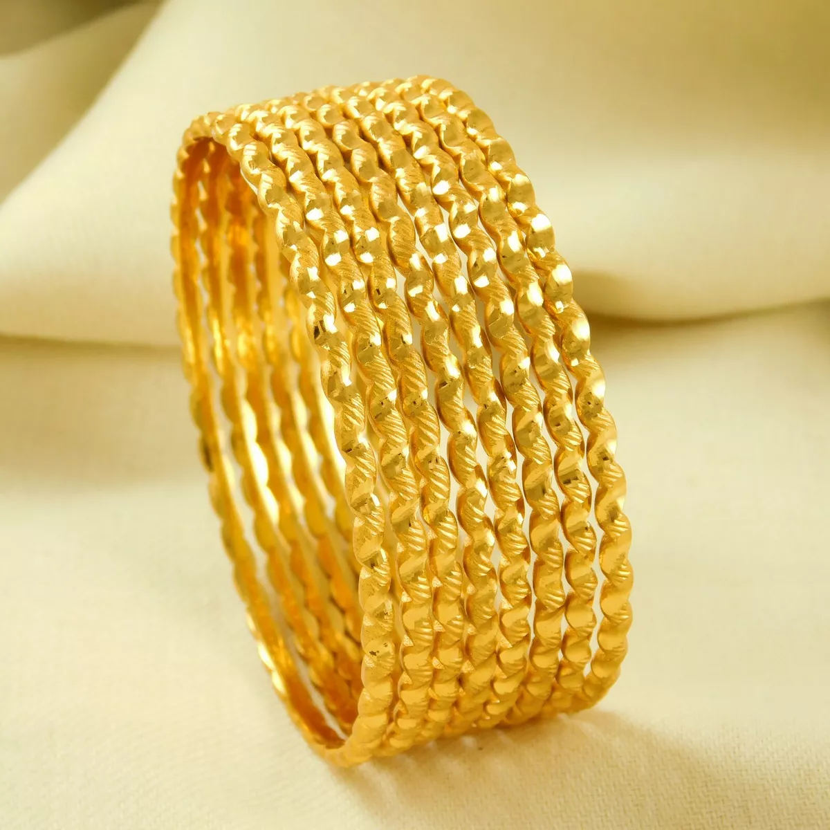 Gold Polish Simple Plain Bangles - South India Jewels