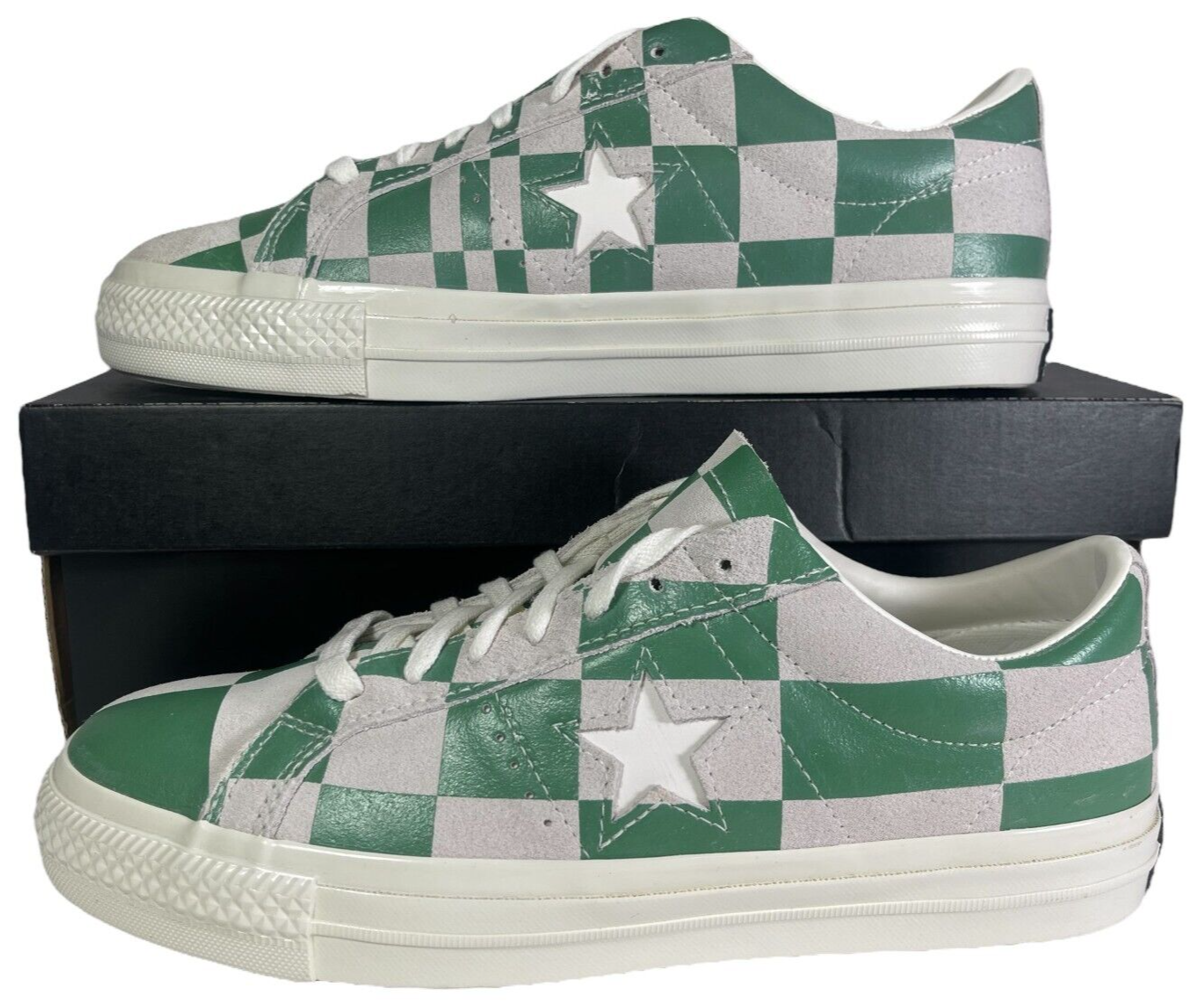 Converse Checkerd Converse One Star Ox Low Top White Checkered Green 172353C Men's Size 9 ...