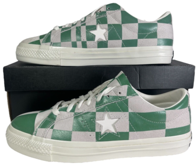 Converse One Star Ox Low Top White Checkered Green 172353C Men's