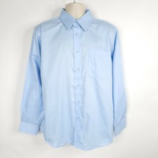 Port Authority Button Front Shirt Mens Medium Blue Long Sleeve Workwear