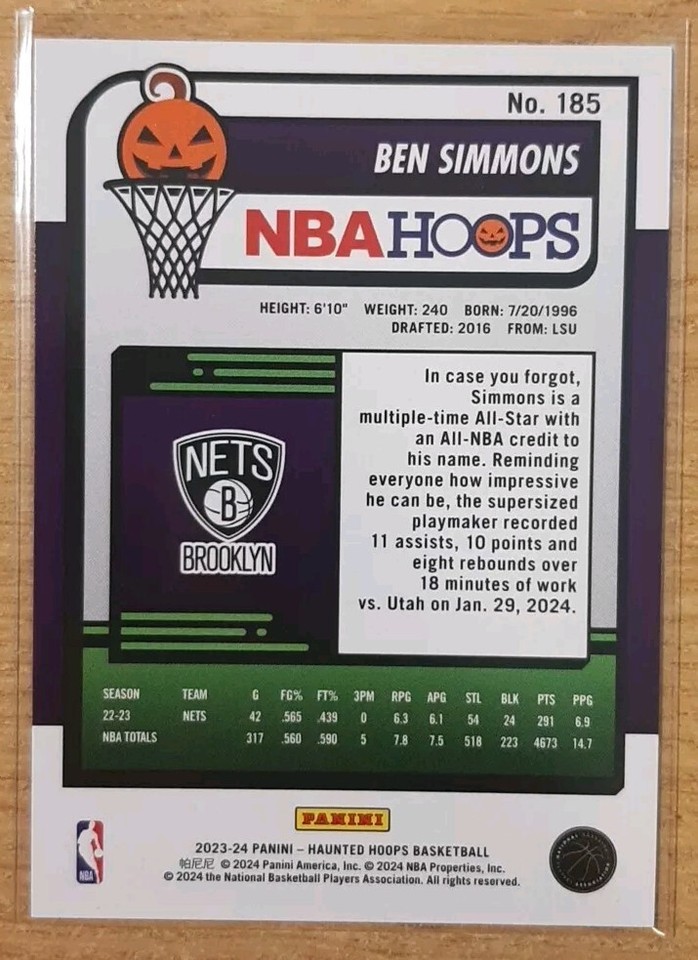 202324 PANINI HAUNTED HOOPS BEN SIMMONS 185 BROOKLYN NETS eBay