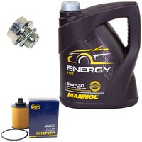 MotoröL Set 5W-30 5 Liter + ÖLfilter SH 4797 P + Schraube FüR Suzuki Wagon R+