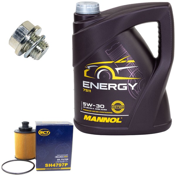 MotoröL Set 5W-30 5 Liter + ÖLfilter SH 4797 P + Schraube FüR Suzuki Wagon R+-image
