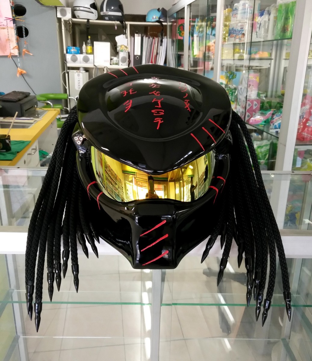 bike predator helmet Amazon.com: XINLIFE Motorcycle Full Face Motorcycle Helmet Mask with Hair Braid and LED Light for Outdoor Riding or Club Parties and Cosplay Prop DOT Certified (XL) : Automotive Predator Motorcycle Helmet Carbon