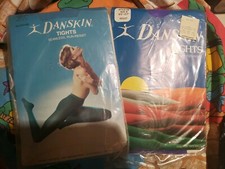 1980s Vintage DANSKIN TIGHTS LOT OF 2 SIZE B BLUE VOILET NYLONS