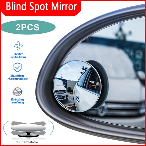 Universal 2PCS Wide Angle Convex Rear Side View Blind Spot Mirror 360° for Car
