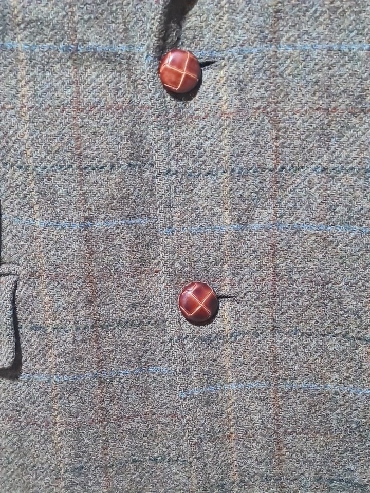 M & S Blazer Size 42" R Regular Moon Tweed Jacket Green Luxury Check