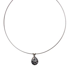 Crystals From Swarovski Teardrop Pendant Necklace Rhodium Plated Authentic 7282s