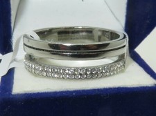 Mens band ring pinky signet 7mm cz thumb split design stainless steel silver 275