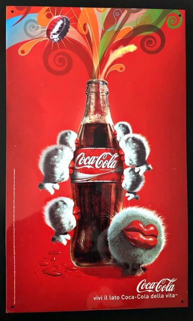 Coca Cola Insegna lamiera metallo serigrafato Cm. 50x30 Coca Cola Insegna lamiera metallo serigrafato Cm. 50x30