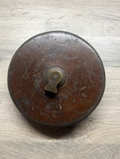 Vintage Chesterman Sheffield Leather Bound Tape Measure 66 ft