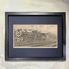 Reginald Marsh "P.R.R, Loco Waiting to be Junked" CUSTOM FRAMED Art