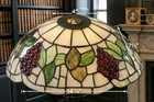 Vintage Tiffany Style Glass Lampshade – Grape Vine Pattern – Preowned