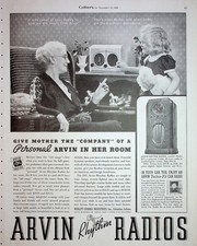 Original 1936 Vintage Recorder Ad: Ft. Arvin Rhythm Radios-Car Radio