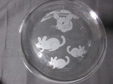 NEW ETCHED CHINCHILLA 13" GLASS SERVING PLATE PLATTER