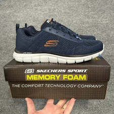 Skechers Shoes Mens 11.5 Navy Blue Orange Track Moulton Lace Up Athletic #232081