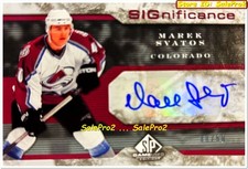UD SP GAME USED SPGU 2006 MAREK SVATOS NHL AVALANCHE SIGNIFICANCE AUTOGRAPH /50