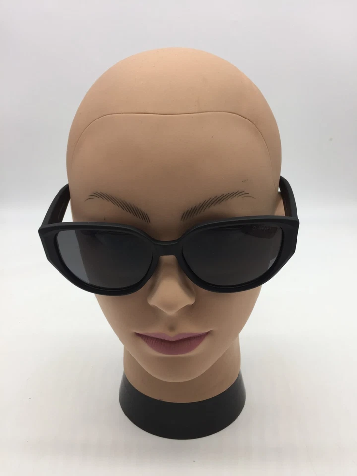 Chanel Women's Matte Black Frame Designer Sunglasses 55-16-143 Grey Lens - Image 2 of 4