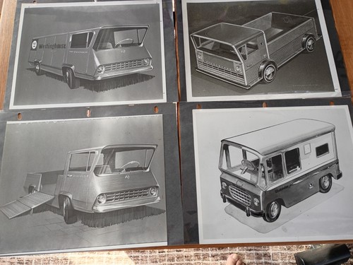 Four Studebaker Commercial Truck Concept Photos, 8x10, RARE!
