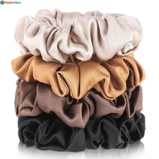 4 Pack 100% Mulberry Silk Hair Scrunchies Silk Hair Ties for Hair No Damage 