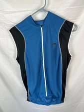 Bellwether Technical Apparel Cadence Unisex LRG Blue Full Zip Sleeveless Cycling