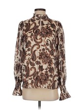 Elie Tahari Women Brown Long Sleeve Blouse XS