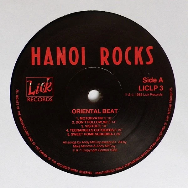 Hanoi Rocks - Oriental Beat LP 1983 Lick NM/VG+ - Image 3 of 4