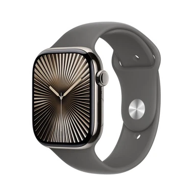 Apple Watch Series 10 Titan Natur (GPS + Cellular) 46mm (Sportarmband steingrau)