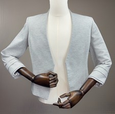 Calvin Klein Womens Open Front Blazer Size 8 Cropped Light Gray