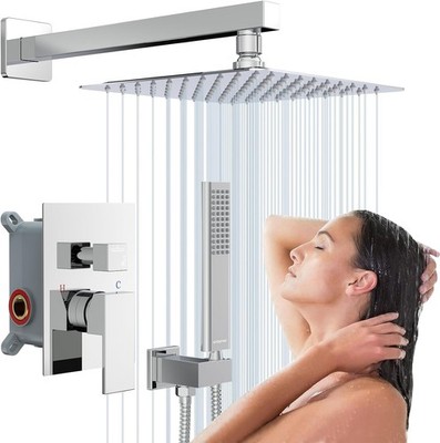 Shower System,10 Inch High Pressure Wall Mounted Square Shower Faucet Set