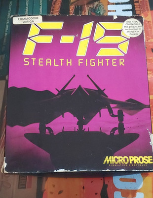 F-19 Stealth Fighter (1990) Commodore Amiga (2 Disks, Manual, Box) works 16-bit
