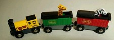Brio World Wooden Railway Safari Animal Train Cars Giraffe Zebra VGood Condition