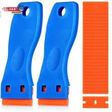KUSUFEFI Plastic Razor Blade Scraper, 2PCS Scraper Tool with 60PCS Plastic Blade