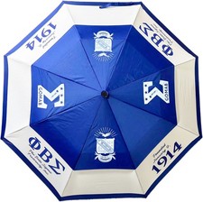 Phi Beta/ Beta; Sigma 2 Fold Collapsible Umbrella Blue