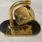 Vintage Casino Spinning Dice Desk Clock Gold Tone Working Quartz Reno Man Cave — photo 3