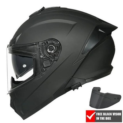SMK Motorradhelm TYPHOON UNICOLOUR MA200 matt schwarz GRATIS dunkles Visier