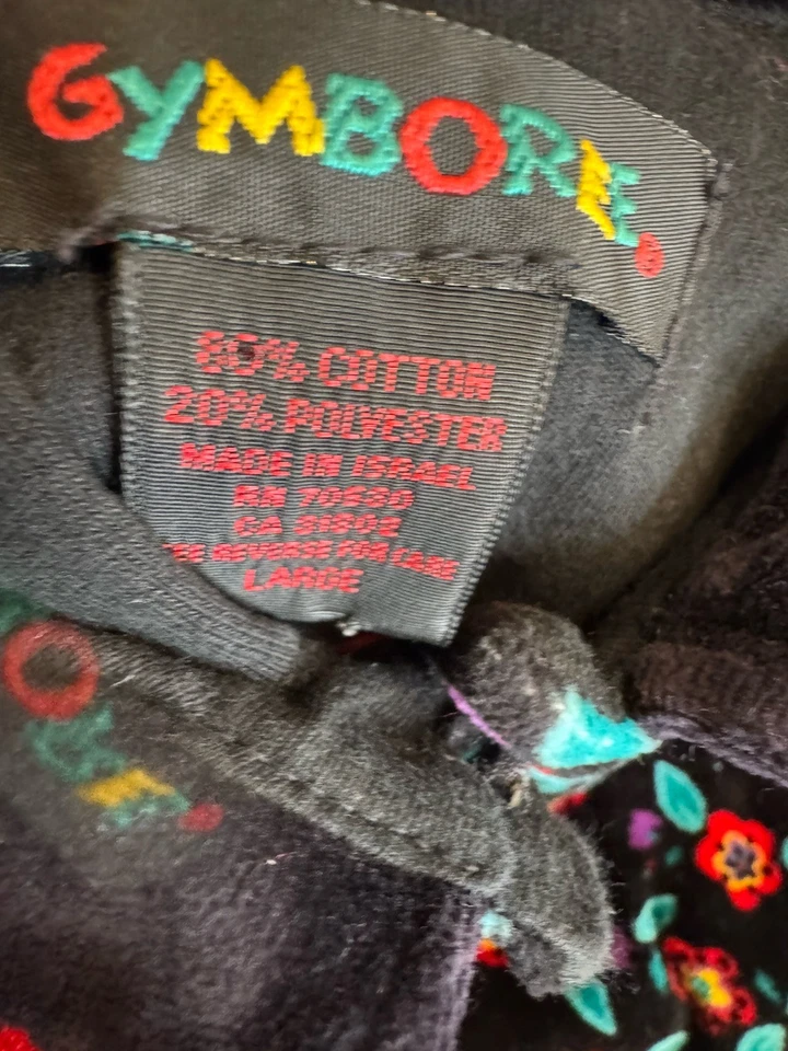 Gymboree Vintage Holiday Christmas Velvet Black Floral Top Rainbow Tag 6 - Image 3 of 4