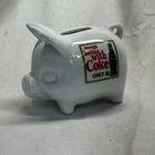 Vintage Coca Cola White Piggy Bank Pig 3” Drink Coca Cola
